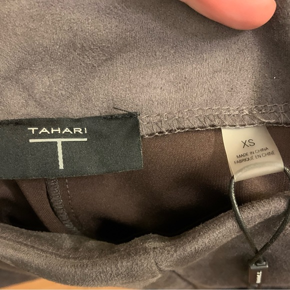 Tahari Grey/Steel Faux Leather Leggins - Picture 4 of 7